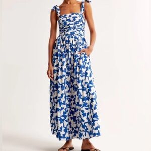 Abercrombie & Fitch Blue and White Floral Maxi Dress